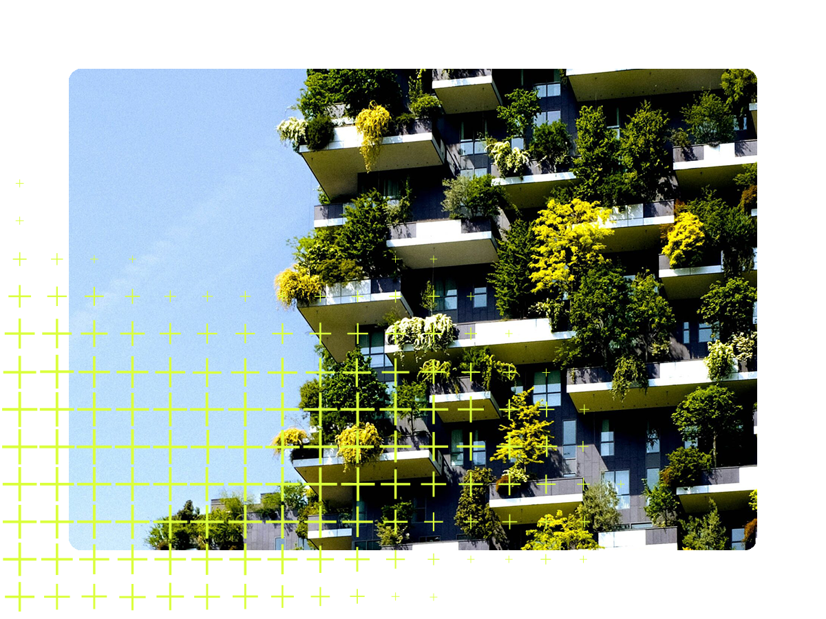 Image of a building with green walls